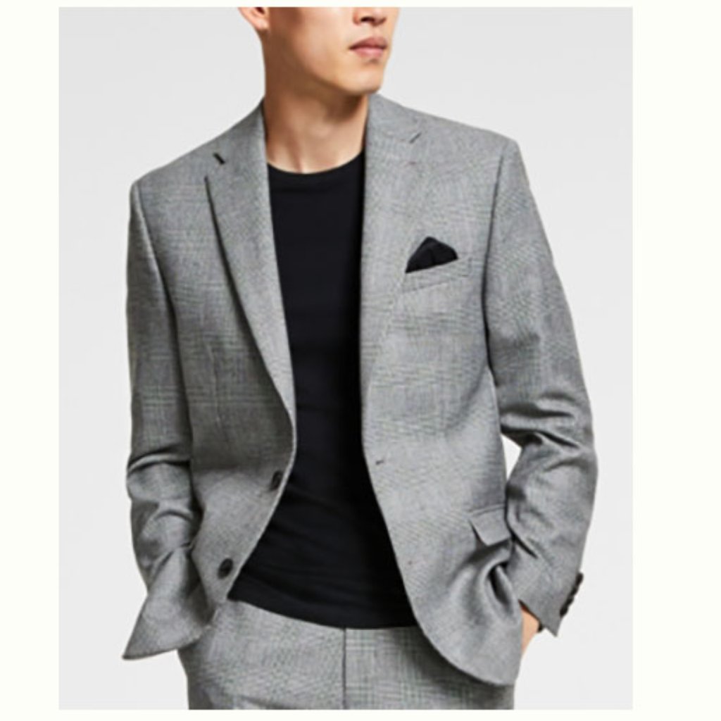 Bar Ill Men's Slim-Fit Black/White Plaid Suit Jacket Size 46l